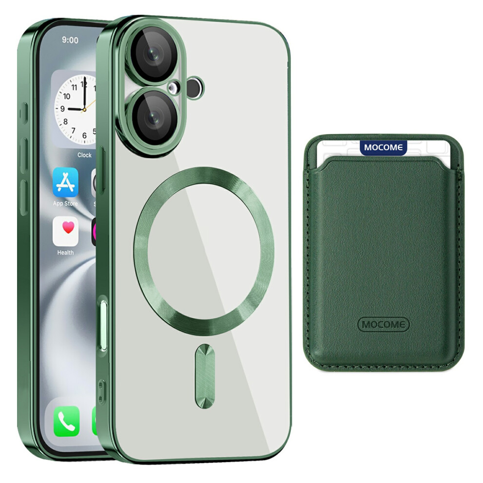 (Iphone 16 Plus, Blackish ) For Iphone 16 Plus Case Compatible With Magsafe Tpu+Pc Mobile Cover With Card Bag Green 6914287829435