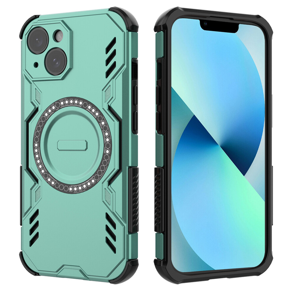 (Iphone 13, ) For Iphone 13 Magnetic Case Butterfly Armor Hollow Heat Dissipation Pc+Tpu Phone Cover Green 6914286767110