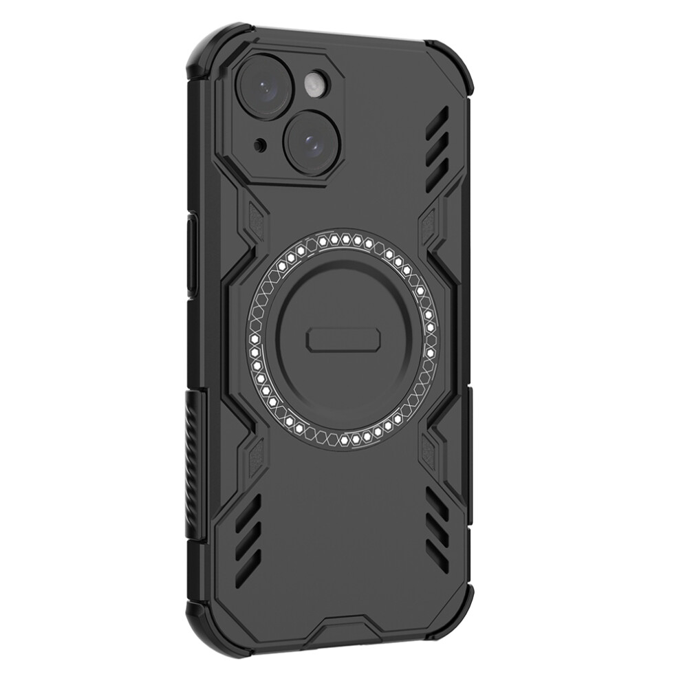 (Iphone 15, ) For Iphone 15 Magnetic Case Butterfly Armor Hollow Heat Dissipation Pc+Tpu Phone Cover Black 6914281263259