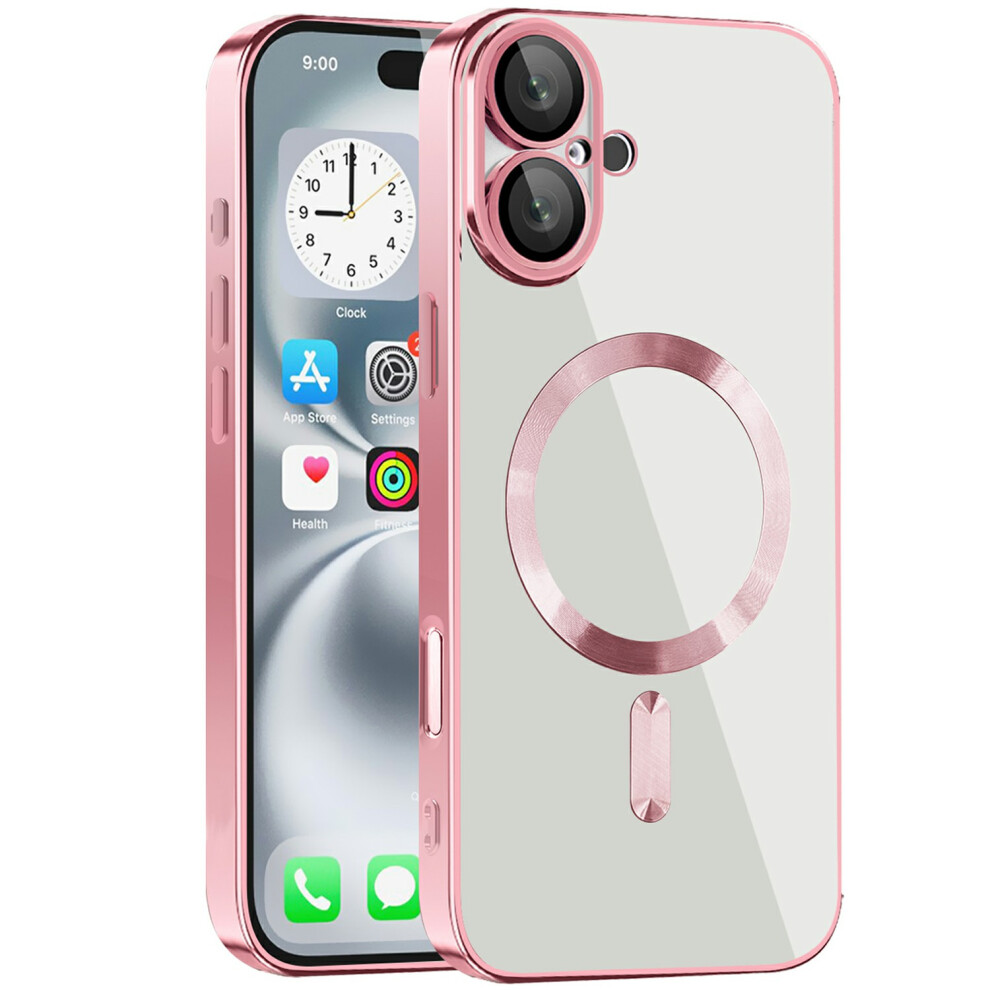 (Iphone 16 Plus, ) For Iphone 16 Plus Case Compatible With Magsafe Tpu+Pc Clear Back Cover Pink 6914285651854