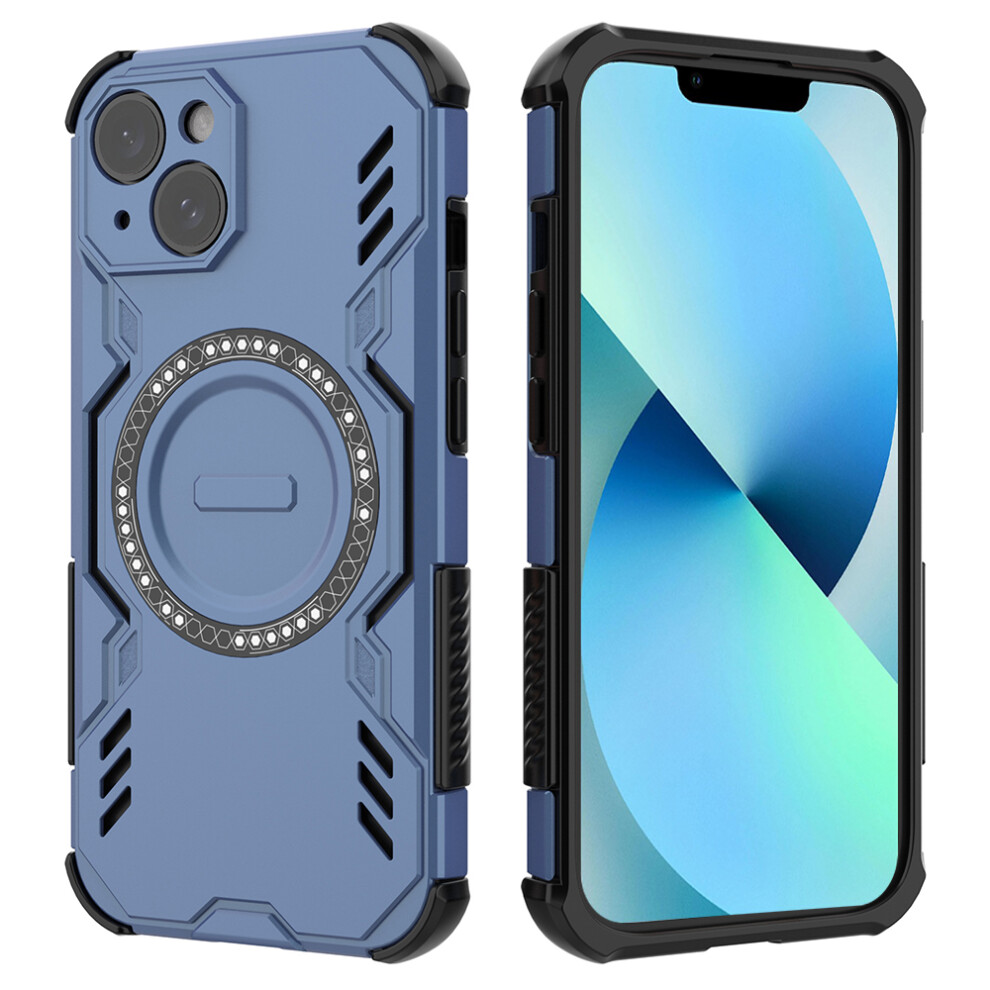 (Iphone 13, ) For Iphone 13 Magnetic Case Butterfly Armor Hollow Heat Dissipation Pc+Tpu Phone Cover Blue 6914288718967