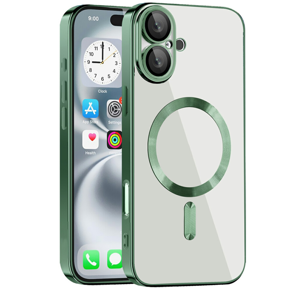 (Iphone 16 Plus, Blackish ) For Iphone 16 Plus Case Compatible With Magsafe Tpu+Pc Clear Back Cover Green 6914283040063