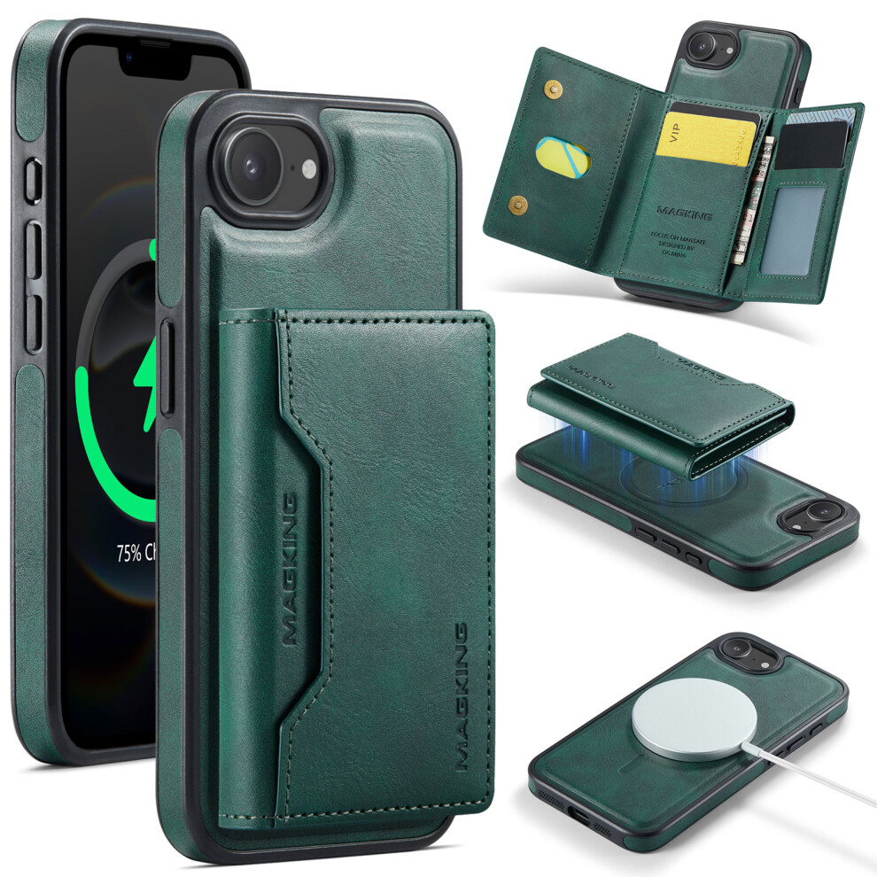 (Iphone 16E, ) Magking K2 Series For Iphone 16E Case Compatible With Magsafe Pc+Tpu+Pu Phone Cover Green 6914282708407