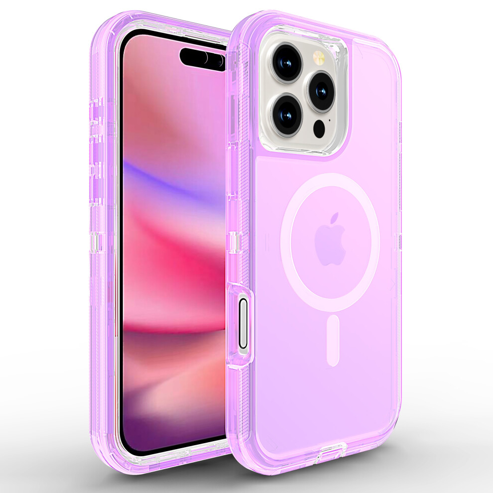 (Iphone 16 Pro Max, Transparent ) For Iphone 16 Pro Max Case Compatible With Magsafe Shockproof Tpu+Pc Phone Back Cover Purple 6914280145747