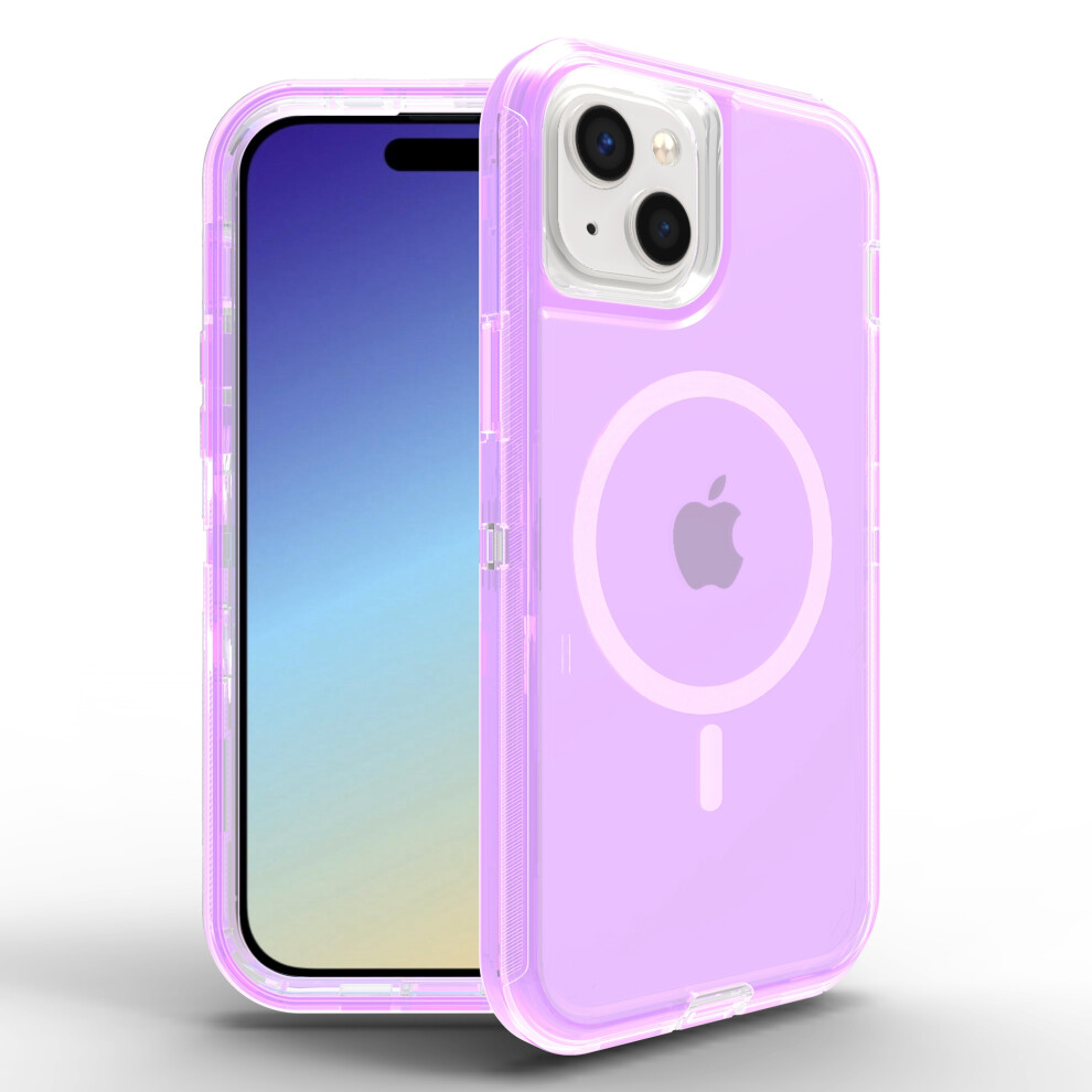 (Iphone 15 Plus, Transparent ) For Iphone 15 Plus Case Compatible With Magsafe Shockproof Tpu+Pc Phone Back Cover Purple 6914283459469