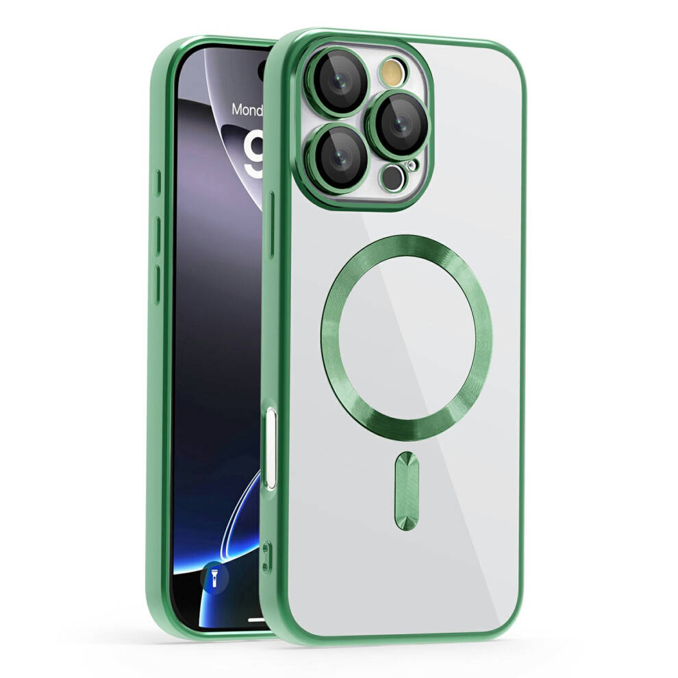 (Iphone 16 Pro, Blackish ) For Iphone 16 Pro Case Compatible With Magsafe Tpu+Pc Clear Back Cover Green 6914283225453