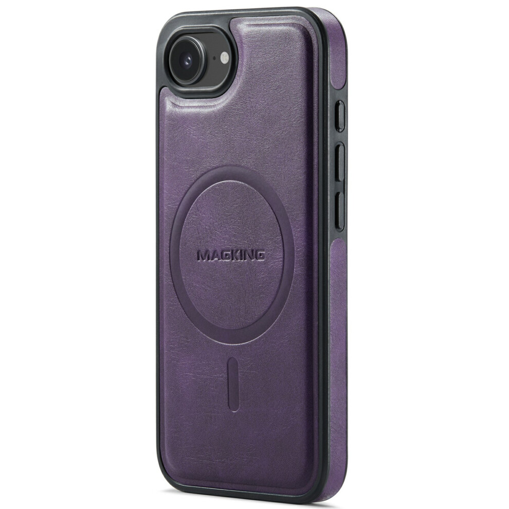 (Iphone 16E, ) Magking K1 Series For Iphone 16E Magnetic Case Pc+Tpu+Pu Leather Phone Cover Purple 6914286029454