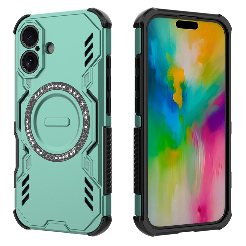 (Iphone 16, ) For Iphone 16 Magnetic Case Butterfly Armor Hollow Heat Dissipation Pc+Tpu Phone Cover Green 6914289955064