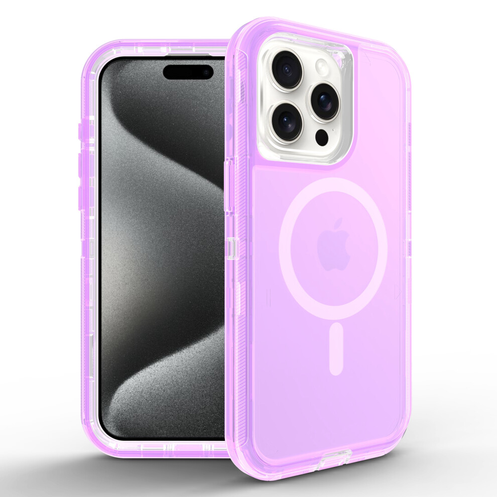 (Iphone 15 Pro, Transparent ) For Iphone 15 Pro Case Compatible With Magsafe Shockproof Tpu+Pc Phone Back Cover Purple 6914286988577