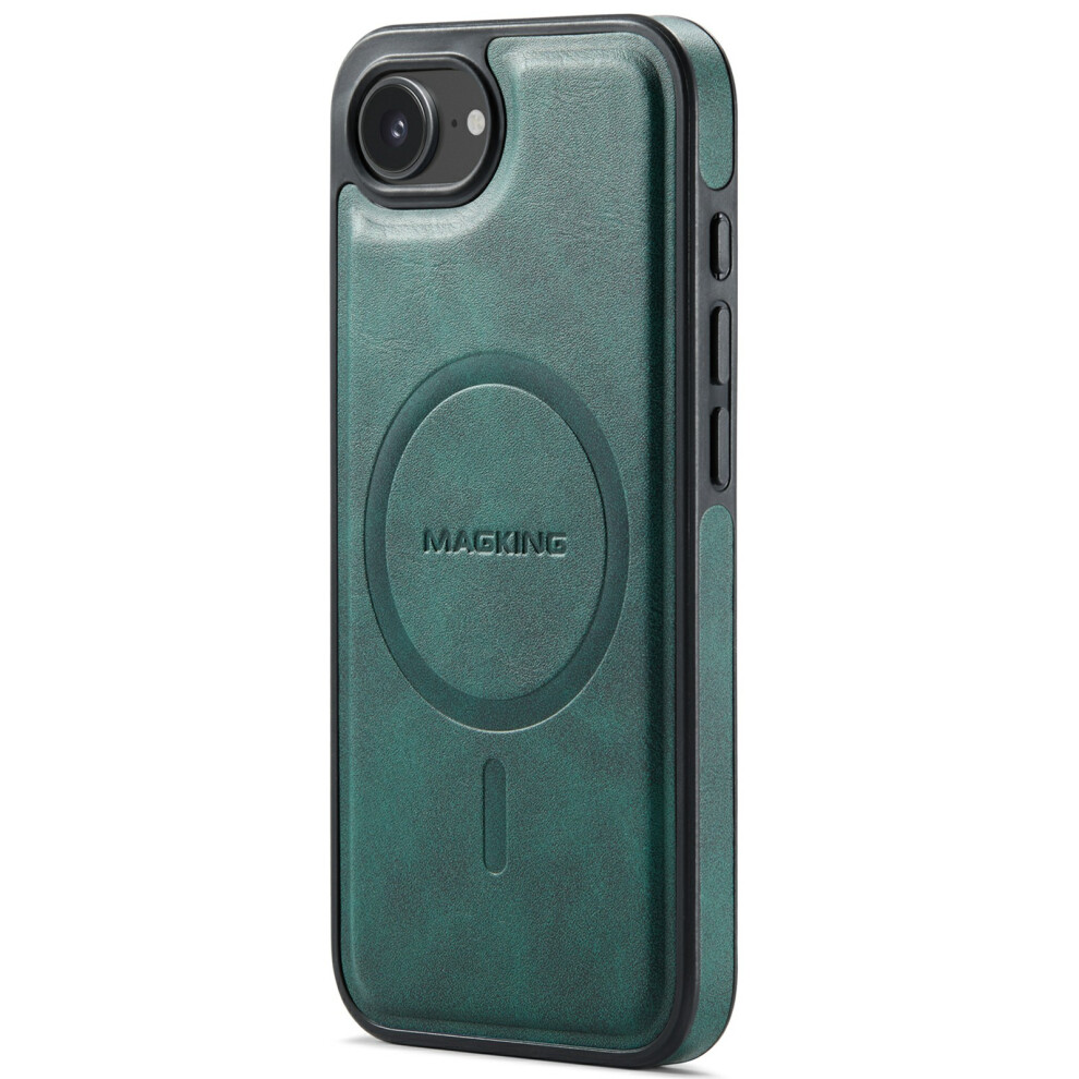 (Iphone 16E, ) Magking K1 Series For Iphone 16E Magnetic Case Pc+Tpu+Pu Leather Phone Cover Green 6914289250572