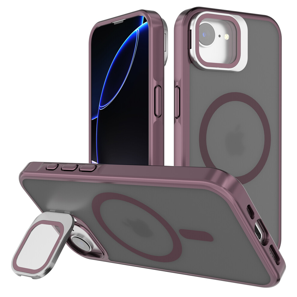(Iphone 16E, Wine ) For Iphone 16E Case Compatible With Magsafe Lens Kickstand Pc+Tpu Matte Phone Cover Red 6914282591207