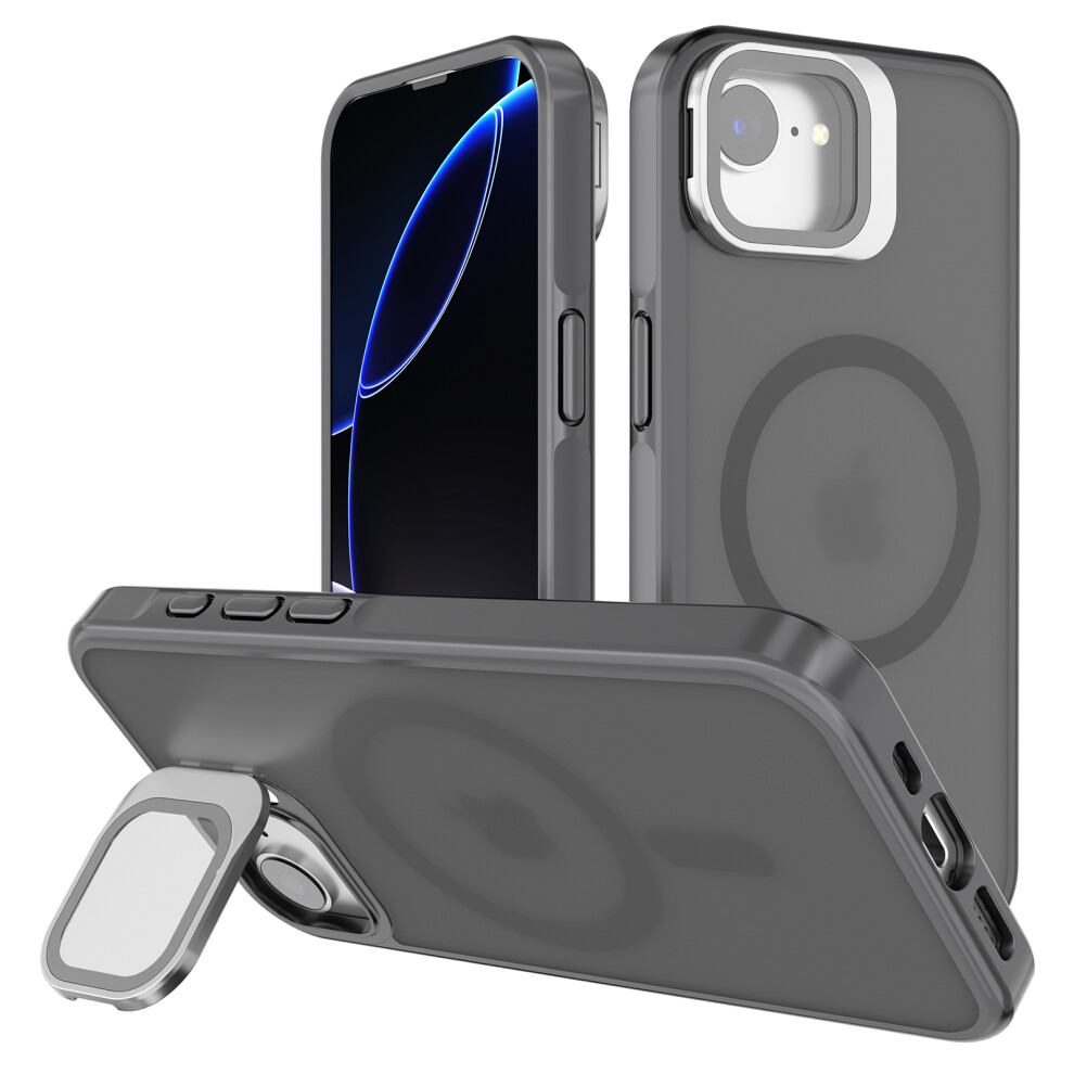 (Iphone 16E, ) For Iphone 16E Case Compatible With Magsafe Lens Kickstand Pc+Tpu Matte Phone Cover Grey 6914289517897