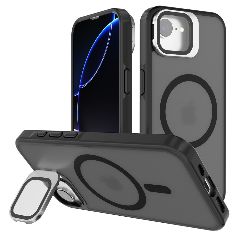 (Iphone 16E, ) For Iphone 16E Case Compatible With Magsafe Lens Kickstand Pc+Tpu Matte Phone Cover Black 6914280481708
