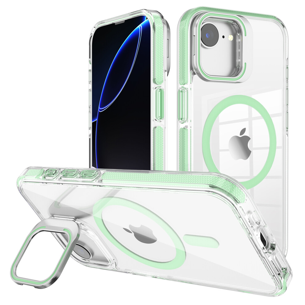 (Iphone 16E, Matcha ) For Iphone 16E Case Compatible With Magsafe Tpu+Pc Phone Cover With Lens Kickstand Green 6914288131100