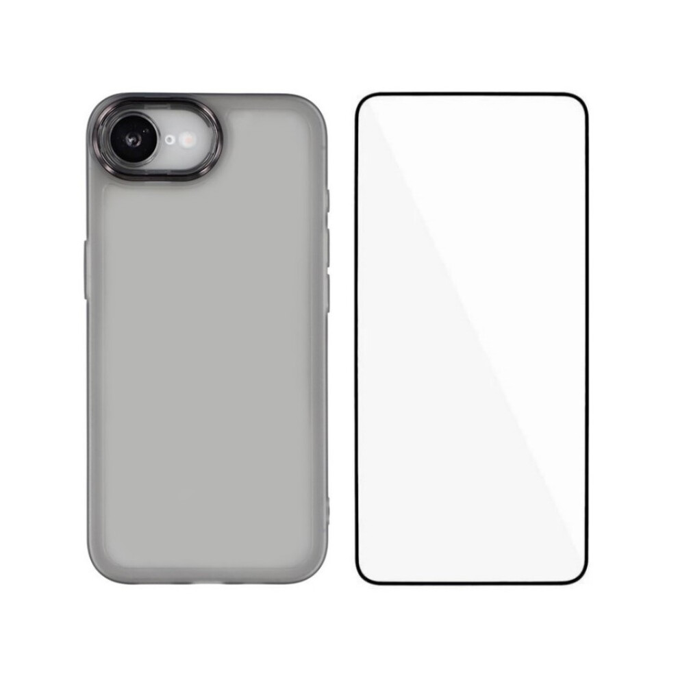 (Iphone 16E, ) For Iphone 16E Tpu Case Wanlonfeng Dksm Series Electroplated Frame Back Cover With Tempered Glass Black 6914286349279