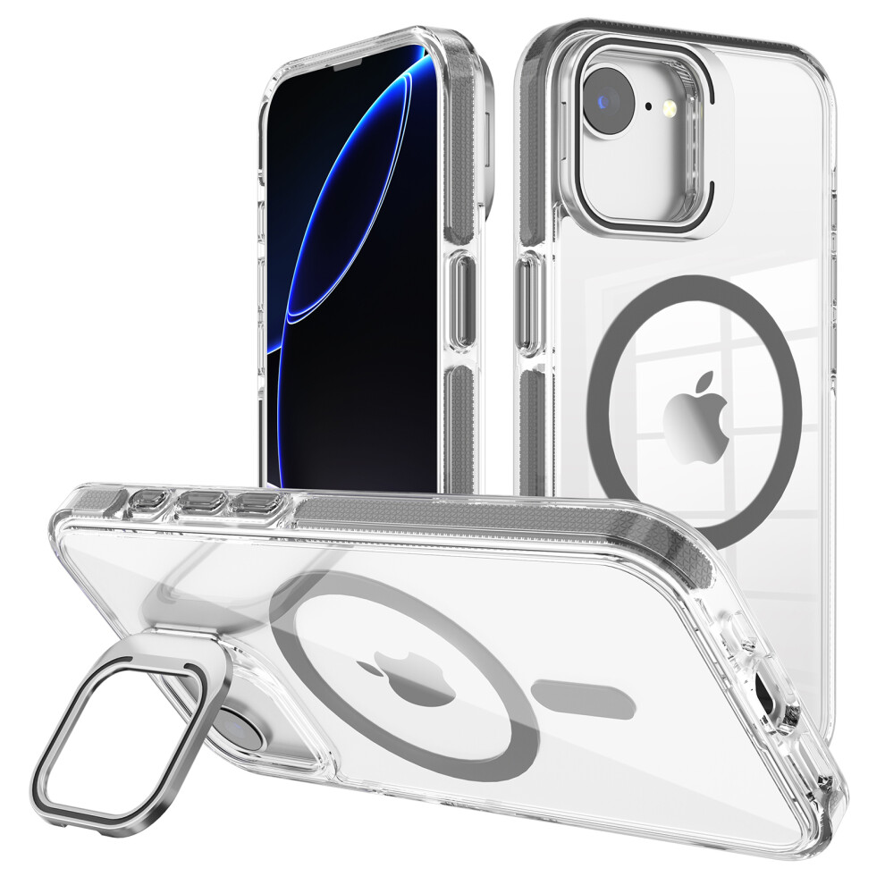 (Iphone 16E, ) For Iphone 16E Case Compatible With Magsafe Tpu+Pc Phone Cover With Lens Kickstand Black 6914284543051