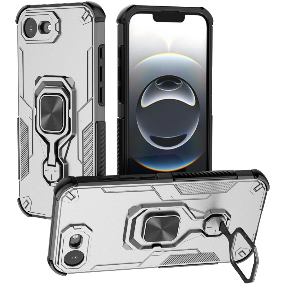 (Iphone 16E, Titanium ) For Iphone 16E Case Rotatable Ring Kickstand Pc+Tpu Shockproof Phone Cover Grey 6914282251613