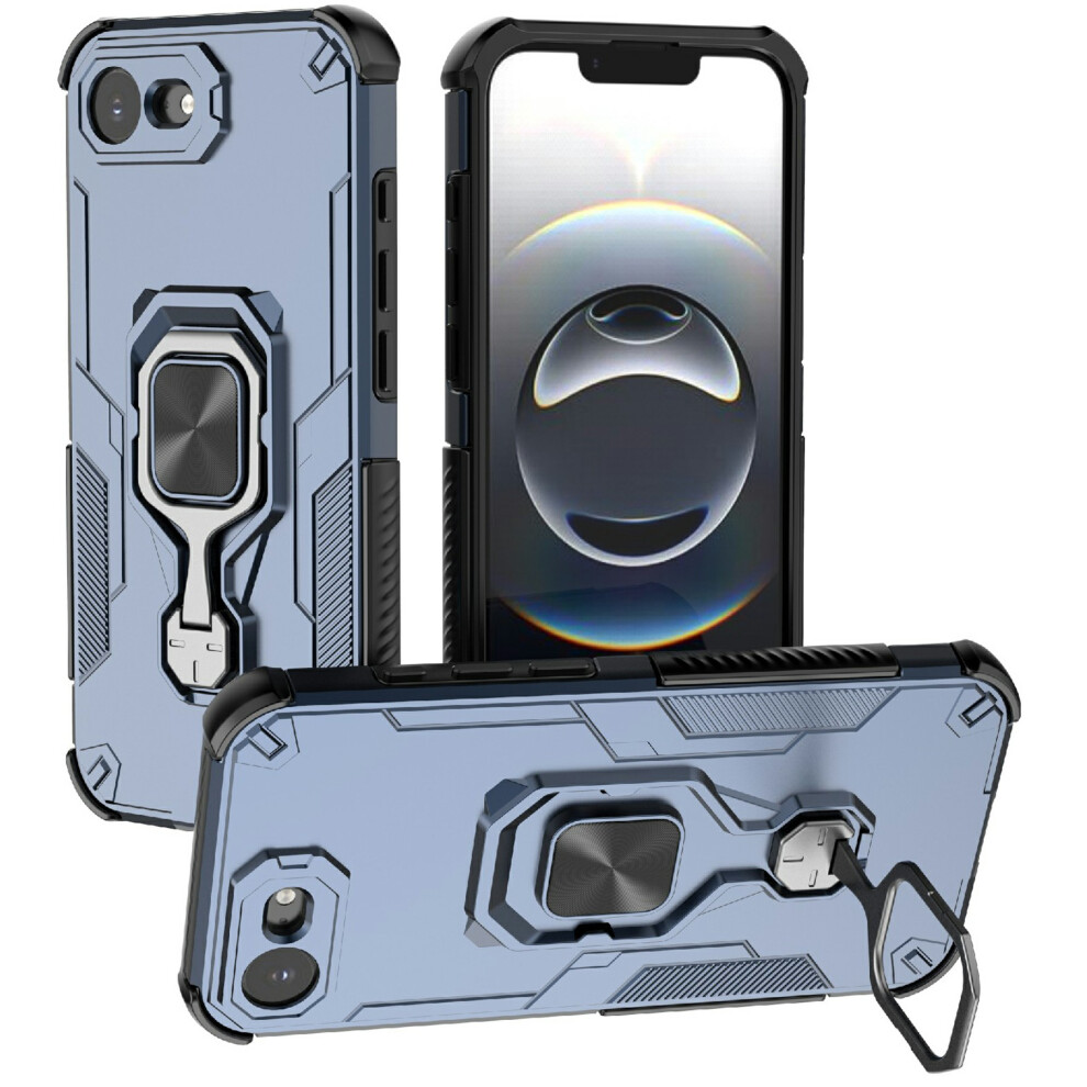 (Iphone 16E, Navy ) For Iphone 16E Case Rotatable Ring Kickstand Pc+Tpu Shockproof Phone Cover Blue 6914284203467