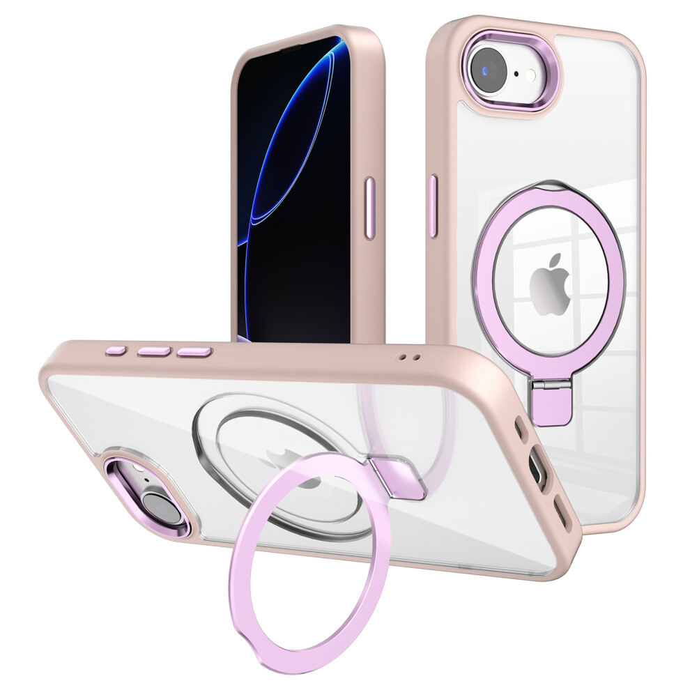 (Iphone 16E, ) For Iphone 16E Case Compatible With Magsafe Kickstand Tpu+Pc Clear Phone Cover Pink 6914287598997