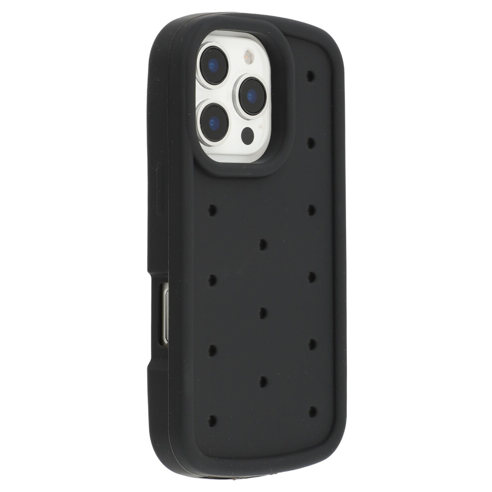 (Iphone 16 Pro Max, ) For Iphone 16 Pro Max Silicone Case Multi Hole Design Shockproof Phone Back Cover Black 6914286465191