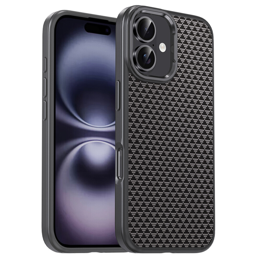 (Iphone 16, Titanium ) Ipaky For Iphone 16 Case Carbon Fiber Texture Pc+Tpu Shockproof Phone Back Cover Grey 6914284389734