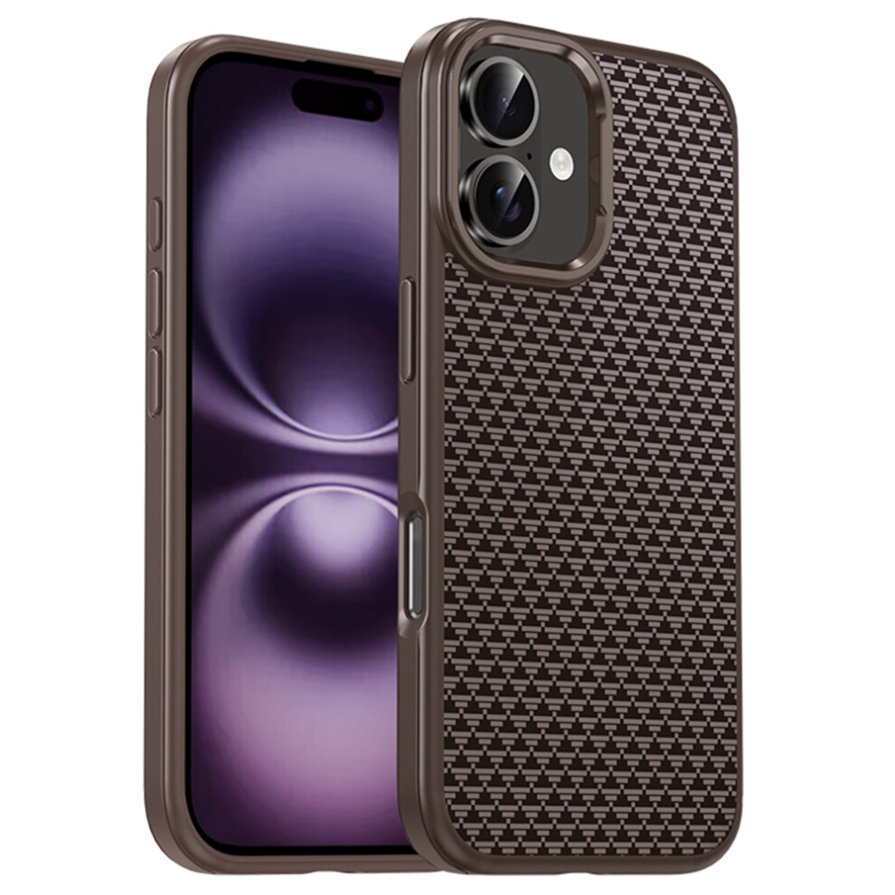 (Iphone 16 Plus, Titanium ) Ipaky For Iphone 16 Plus Case Carbon Fiber Texture Pc+Tpu Shockproof Phone Back Cover Gold 6914281086438