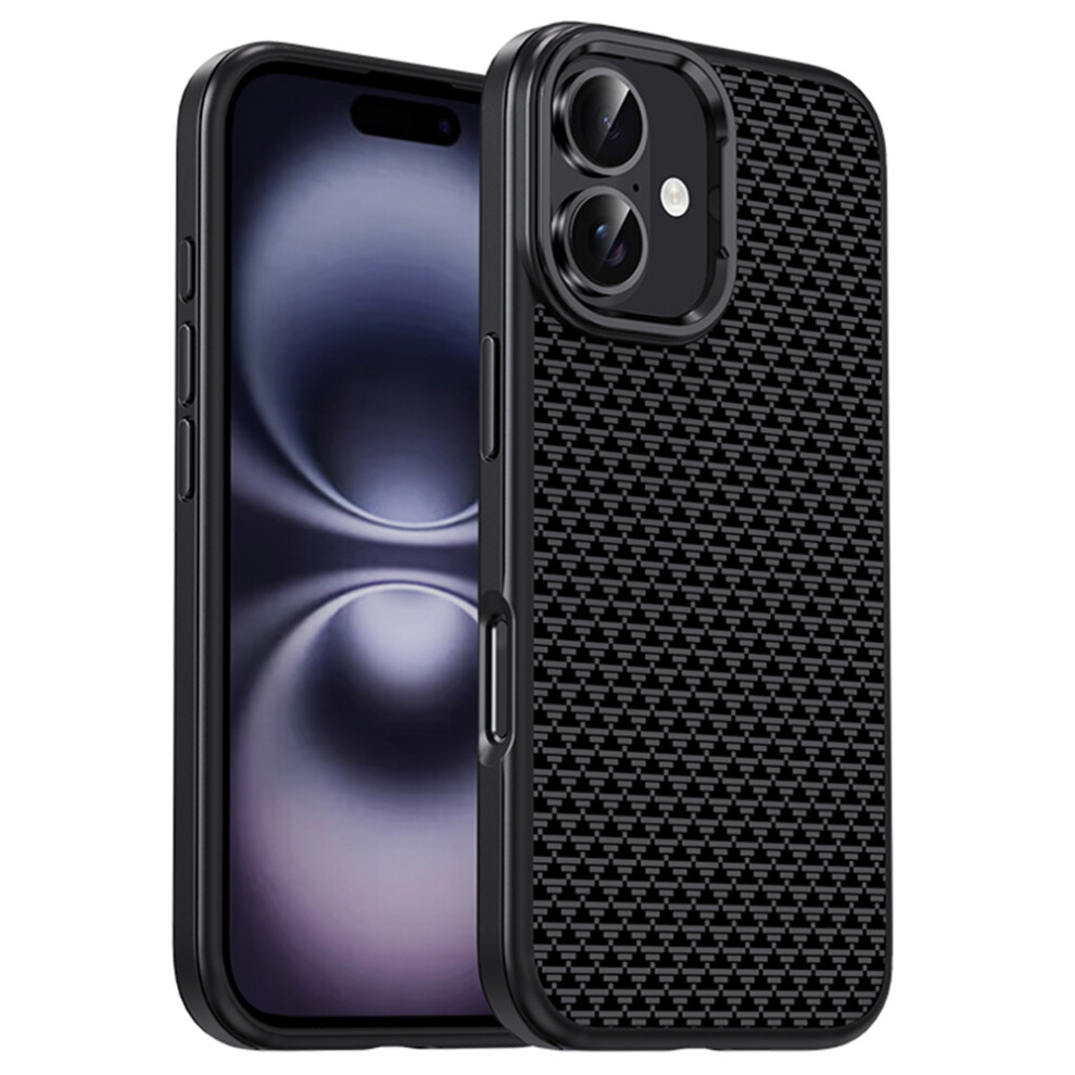 (Iphone 16 Plus, Titanium ) Ipaky For Iphone 16 Plus Case Carbon Fiber Texture Pc+Tpu Shockproof Phone Back Cover Black 6914282271888