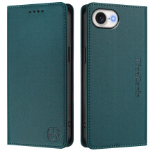 (iPhone 16e, Dark Green) For iPhone 16e Leather Case RINACASIS RC01 Phone Cover with RFID Blocking Wallet Stand