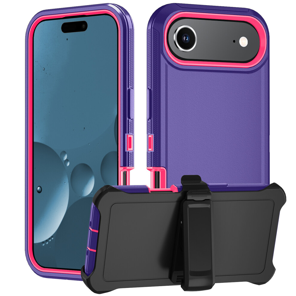 (Iphone Air, Dark ) For Iphone Air Rugged Case Pc+Tpu Cell Phone Cover With Back Clip Kickstand Purple 6914287887947