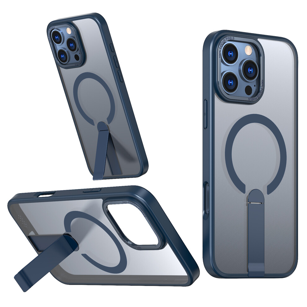 (Iphone 16 Pro Max, ) For Iphone 16 Pro Max Case Compatible With Magsafe Kickstand Tpu+Acrylic Phone Cover Blue 6914280341071