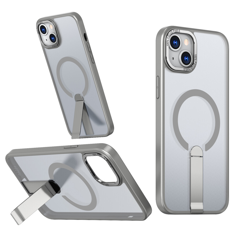 (Iphone 14, Titanium ) For Iphone 14/13 Case Compatible With Magsafe Kickstand Tpu+Acrylic Phone Cover Grey 6914283822348