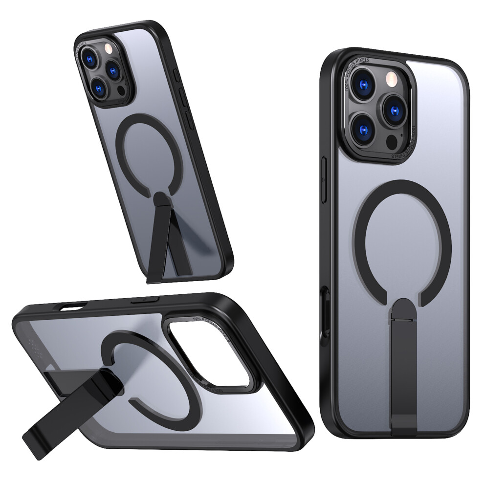 (Iphone 16 Pro Max, ) For Iphone 16 Pro Max Case Compatible With Magsafe Kickstand Tpu+Acrylic Phone Cover Black 6914283876129
