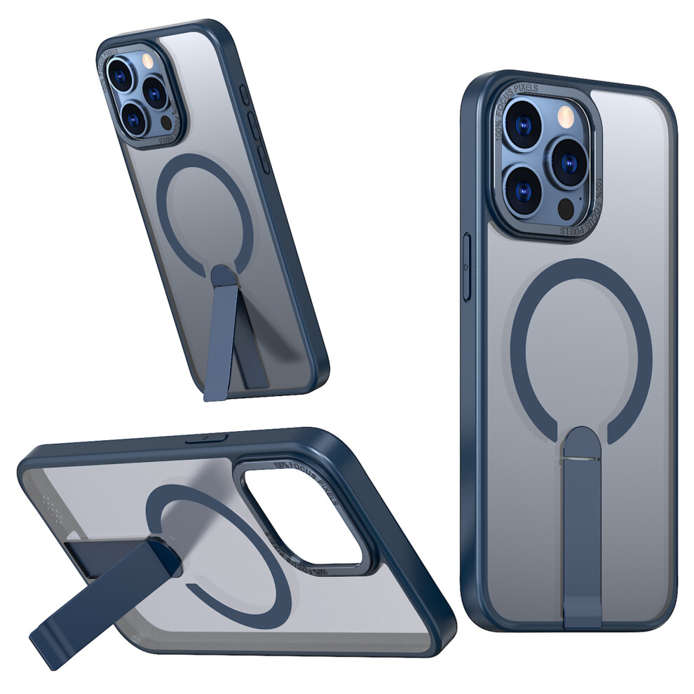 (Iphone 13 Pro, ) For Iphone 13 Pro Case Compatible With Magsafe Kickstand Tpu+Acrylic Phone Cover Blue 6914280649726