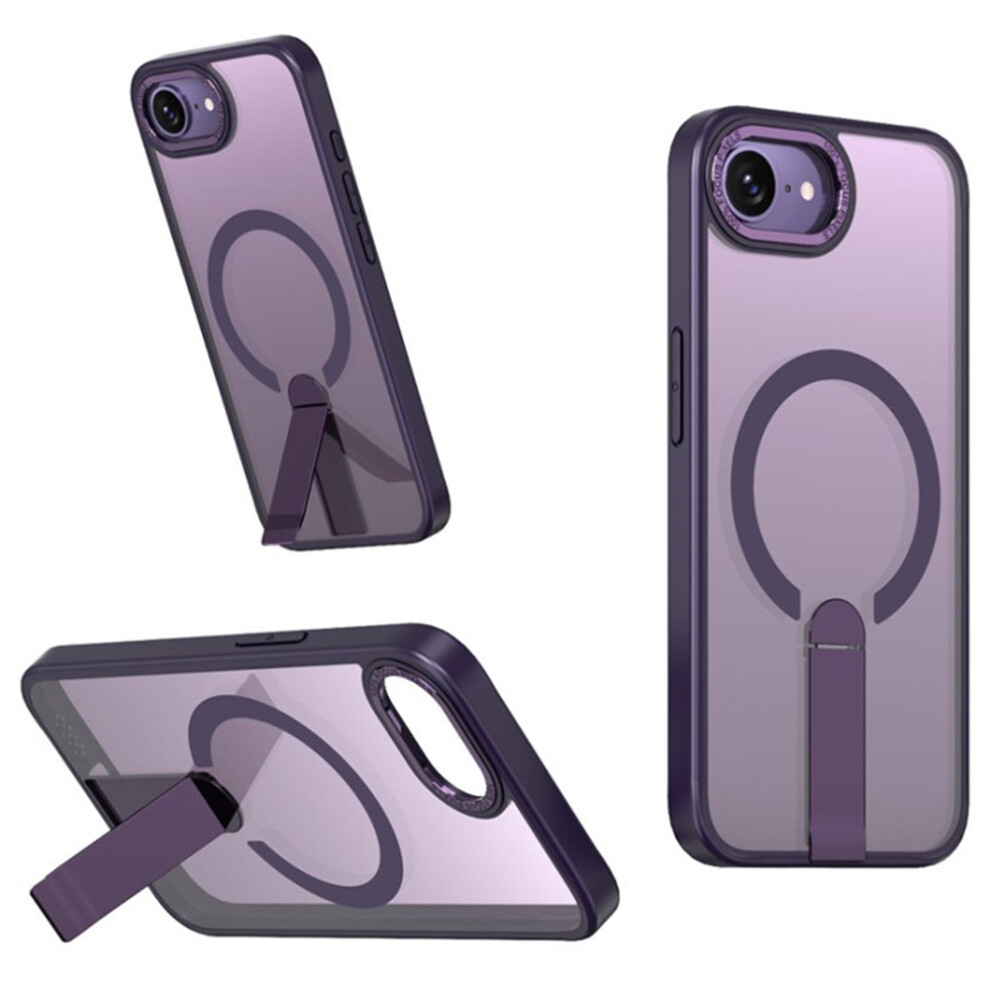 (Iphone 16E, Dark ) For Iphone 16E Case Compatible With Magsafe Kickstand Tpu+Acrylic Phone Cover Purple 6914288062626