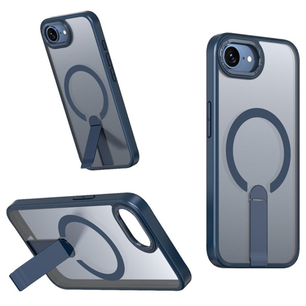 (Iphone 16E, ) For Iphone 16E Case Compatible With Magsafe Kickstand Tpu+Acrylic Phone Cover Blue 6914287102859