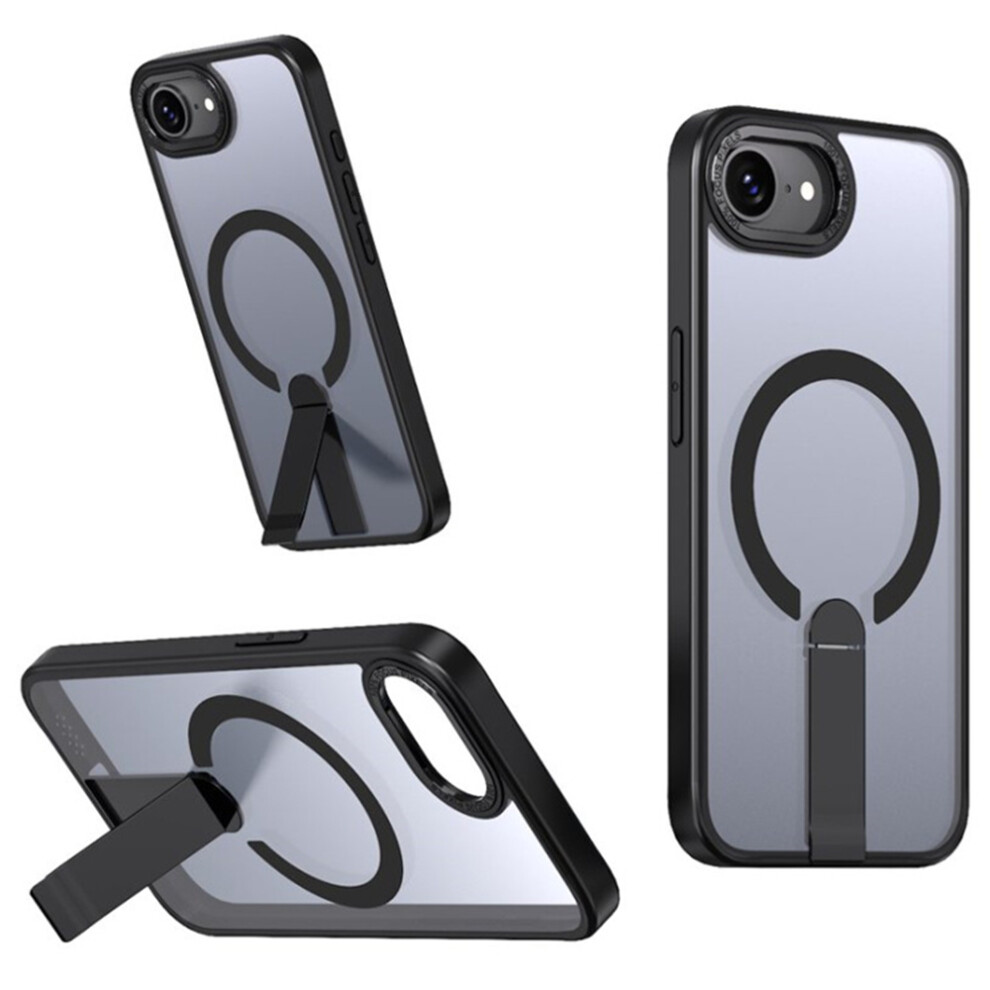 (Iphone 16E, ) For Iphone 16E Case Compatible With Magsafe Kickstand Tpu+Acrylic Phone Cover Black 6914289899672