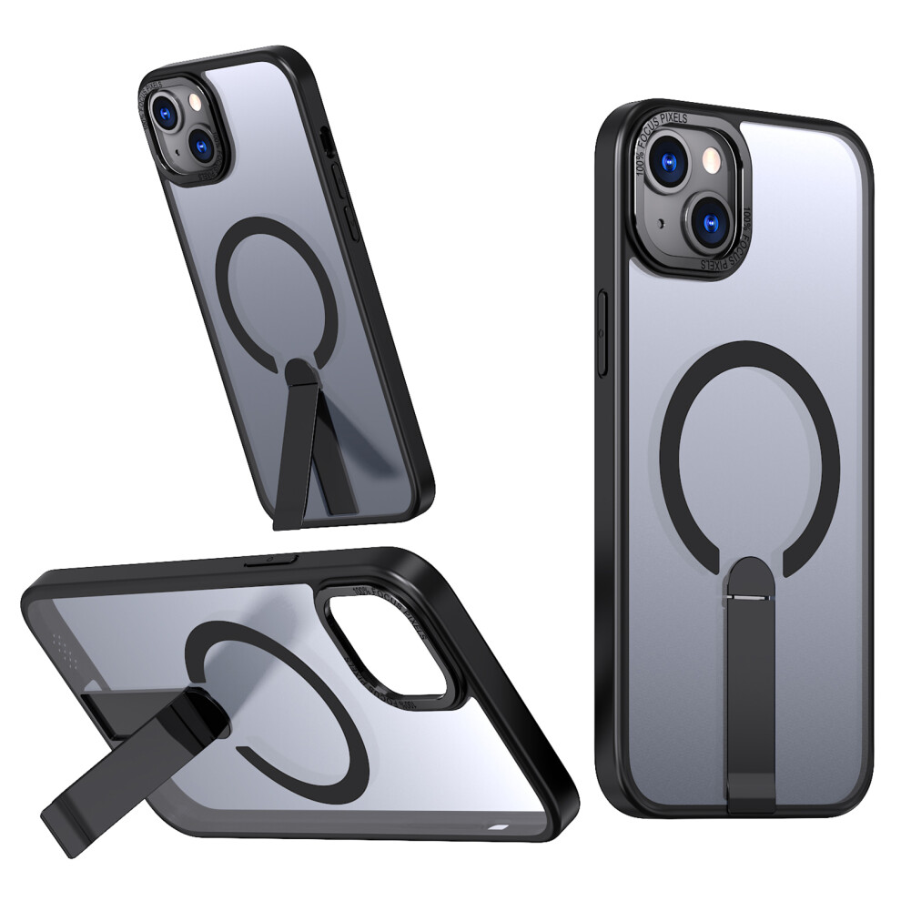 (Iphone 15, ) For Iphone 15 Case Compatible With Magsafe Kickstand Tpu+Acrylic Phone Cover Black 6914284326616