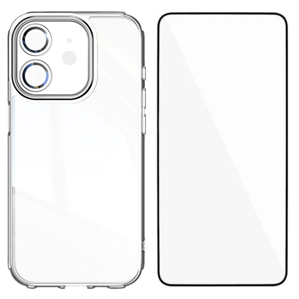 (Iphone 12 6.1 Inch, Transparent) For Iphone 12 6.1 Inch Tpu Case Wanlonfeng Shockproof Clear Phone Cover With Tempered Glass Film 6914286134202