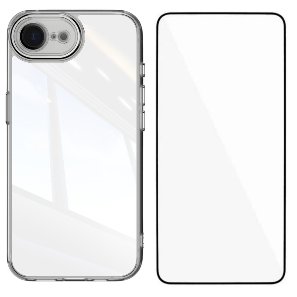 (Iphone 16E, Transparent) For Iphone 16E Tpu Case Wanlonfeng Shockproof Clear Phone Cover With Tempered Glass Film 6914282009511