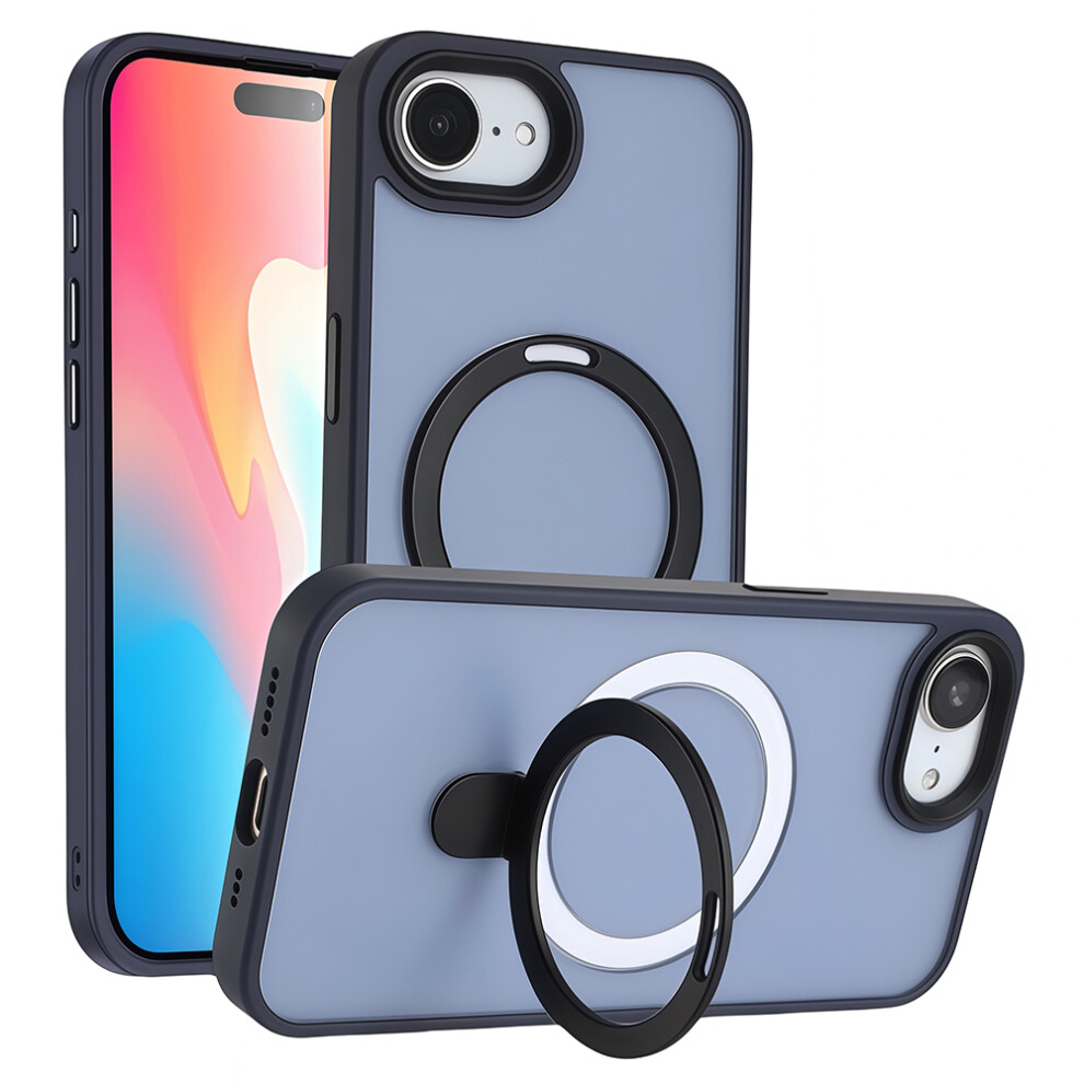 (Iphone 16E, Dark ) For Iphone 16E Case Compatible With Magsafe Tpu+Acrylic Matte Phone Back Cover With Kickstand Blue 6914286675569