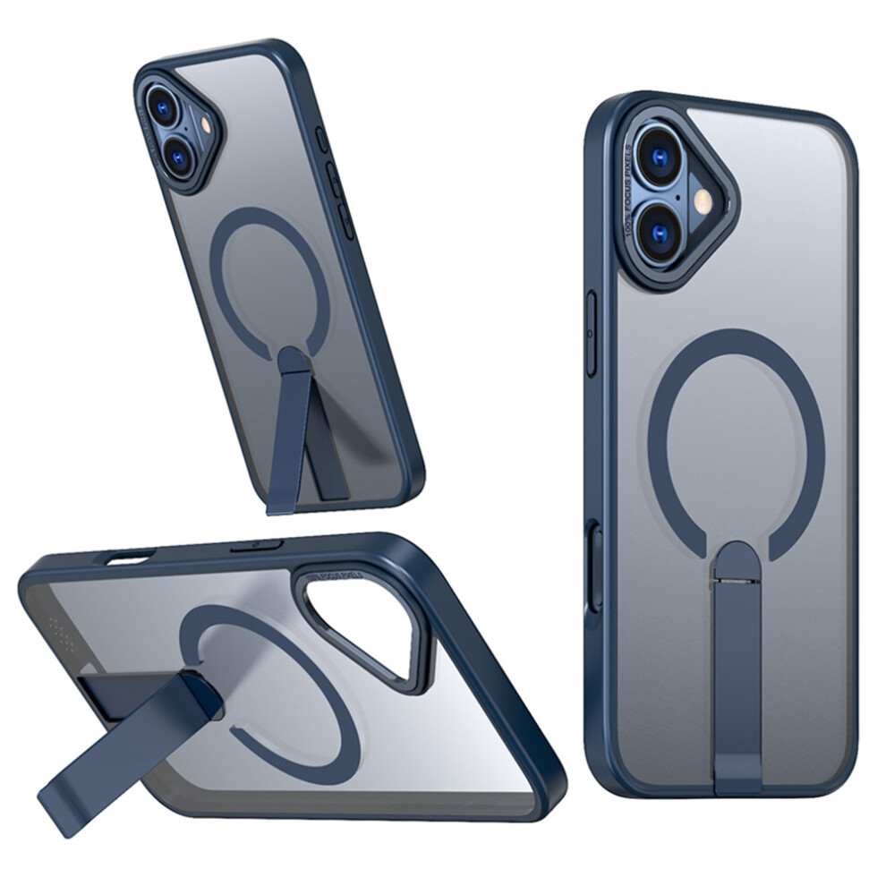 (Iphone 16, ) For Iphone 16 Case Compatible With Magsafe Kickstand Tpu+Acrylic Phone Cover Blue 6914285183317