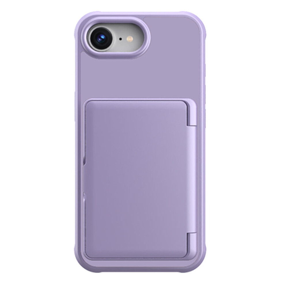 (Iphone 16E, Light ) For Iphone 16E Case With Card Holder/Mirror/Kickstand Tpu+Pc Phone Back Cover Purple 6914287394100