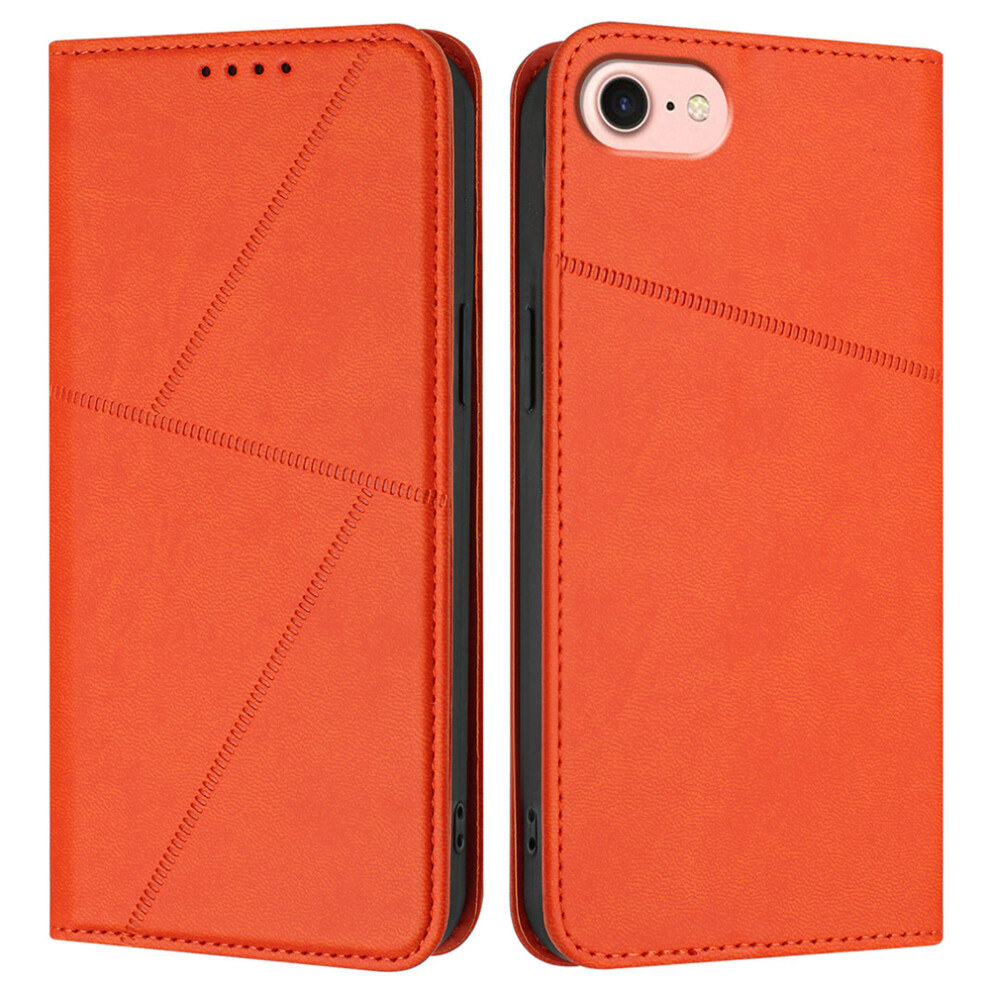 (Iphone 16E, ) For Iphone 16E Wallet Case Magnetic Closure Leather Flip Phone Cover With Stand Orange 6914289167214
