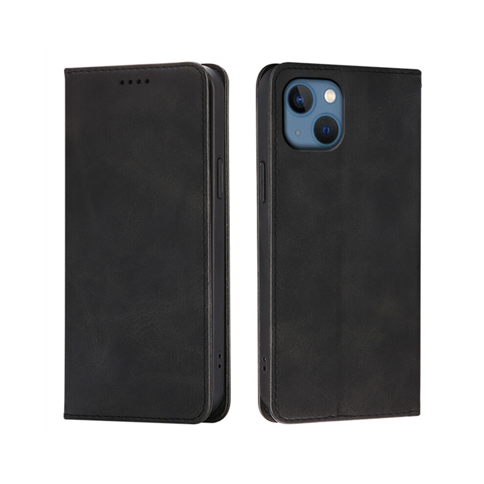 (Iphone 14, ) For Iphone 14 Case Wallet Calf Texture Leather Phone Cover With Hidden Magnetic Closure Black 6914287035843