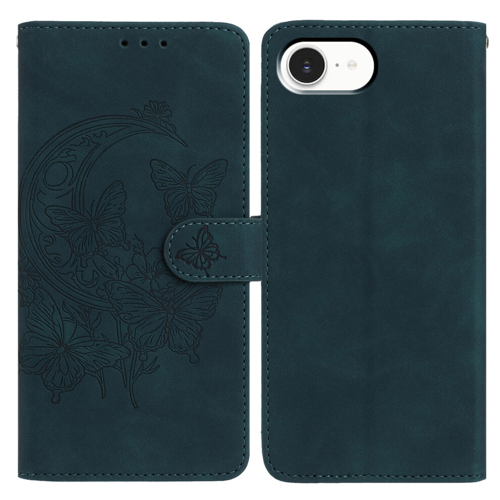 (Iphone 16E, ) For Iphone 16E Case Butterfly Flower Imprinted Pu Leather Wallet Stand Phone Cover Green 6914287880528