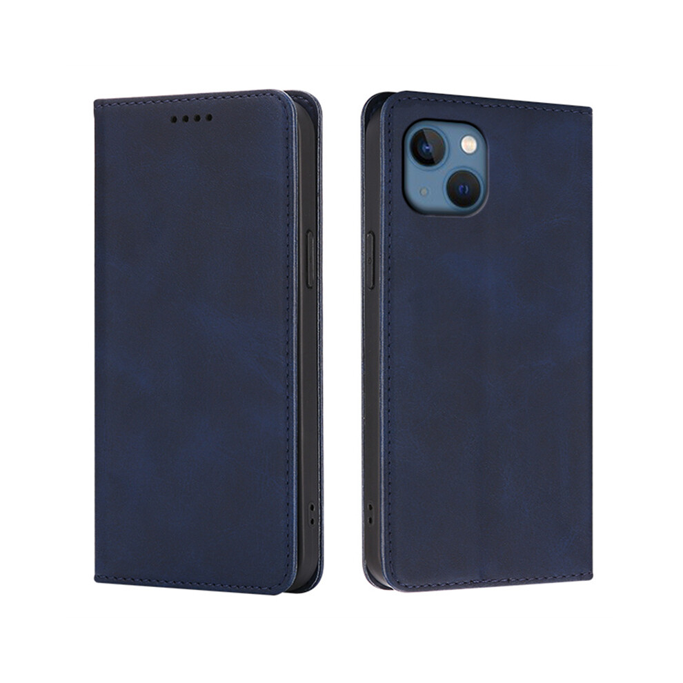 (Iphone 13, ) For Iphone 13 Case Wallet Calf Texture Leather Phone Cover With Hidden Magnetic Closure Blue 6914284398866