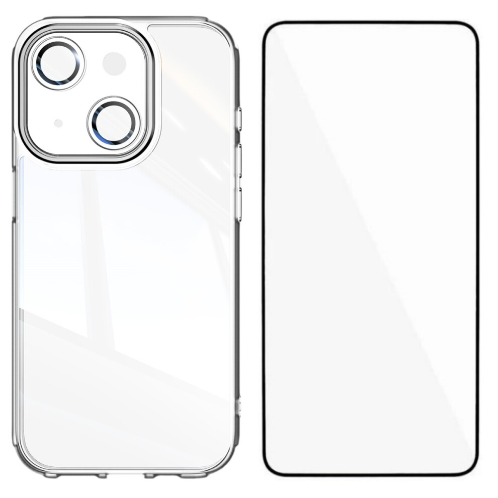 (Iphone 13, Transparent) For Iphone 13 6.1 Inch Tpu Case Wanlonfeng Shockproof Clear Phone Cover With Tempered Glass Film 6914285037528