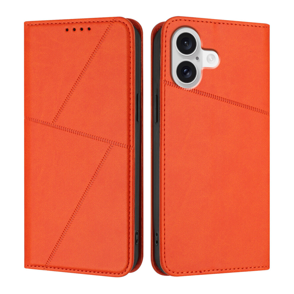 (Iphone 17, ) For Iphone 17 Wallet Case Magnetic Closure Leather Flip Phone Cover With Stand Orange 6914282761617