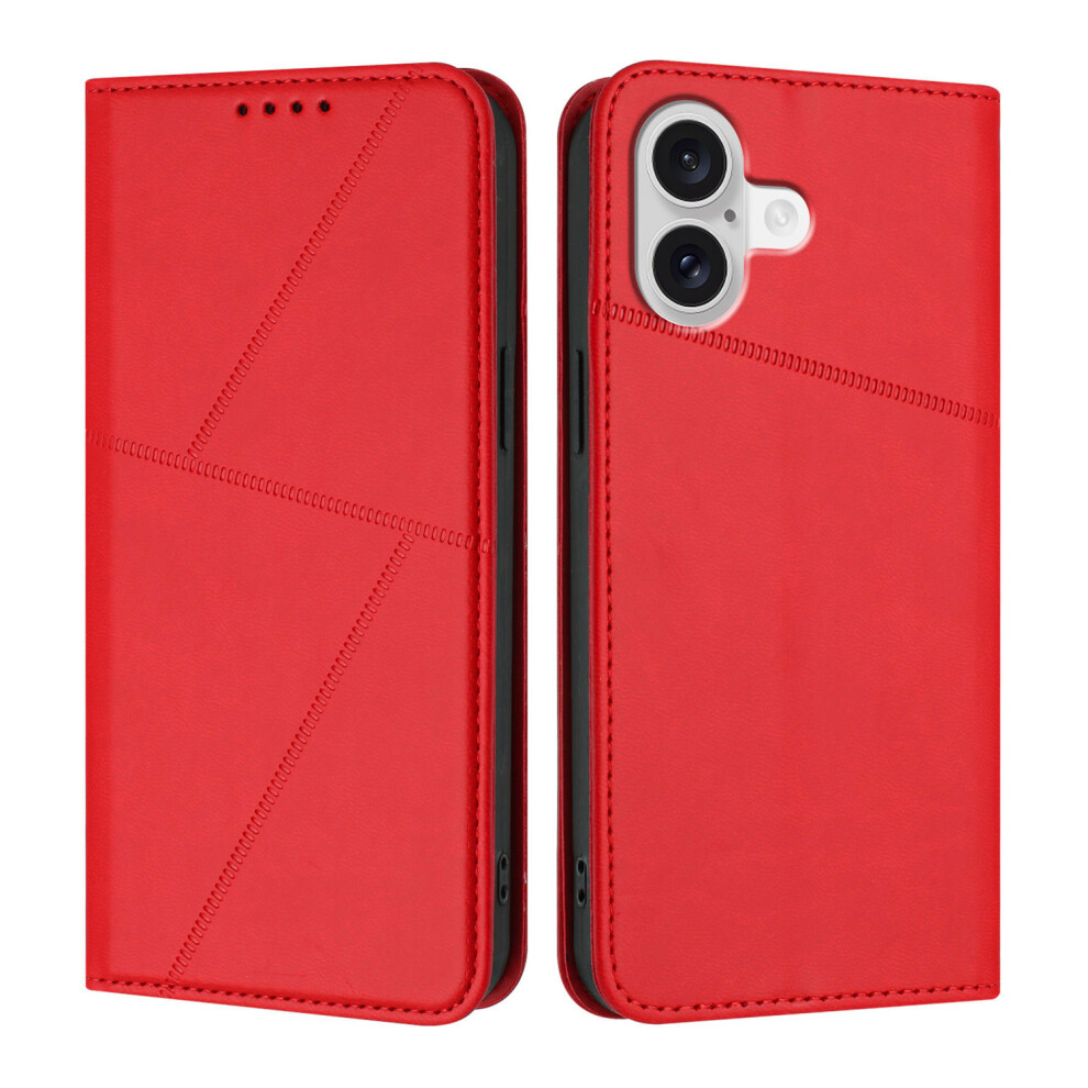 (Iphone 17, ) For Iphone 17 Wallet Case Magnetic Closure Leather Flip Phone Cover With Stand Red 6914288921695