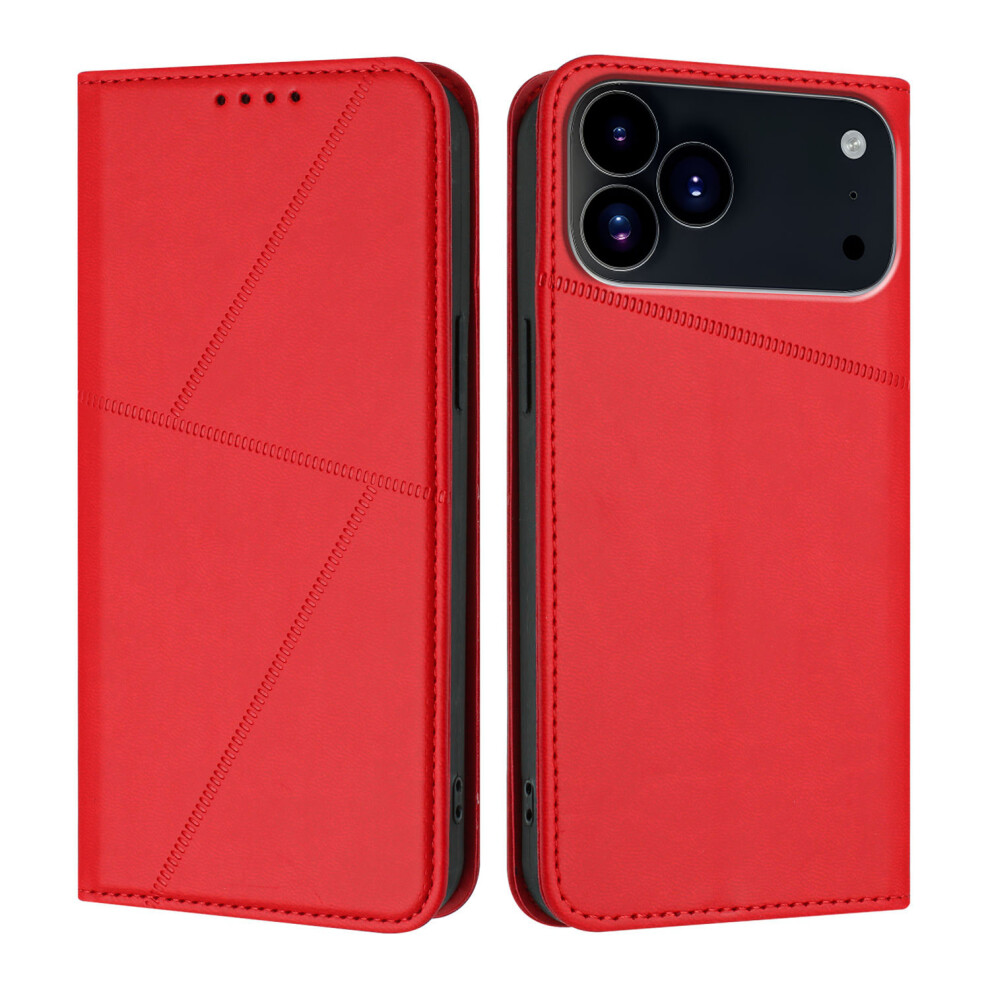 (Iphone 17 Pro Max, ) For Iphone 17 Pro Max Wallet Case Magnetic Closure Leather Flip Phone Cover With Stand Red 6914281396926